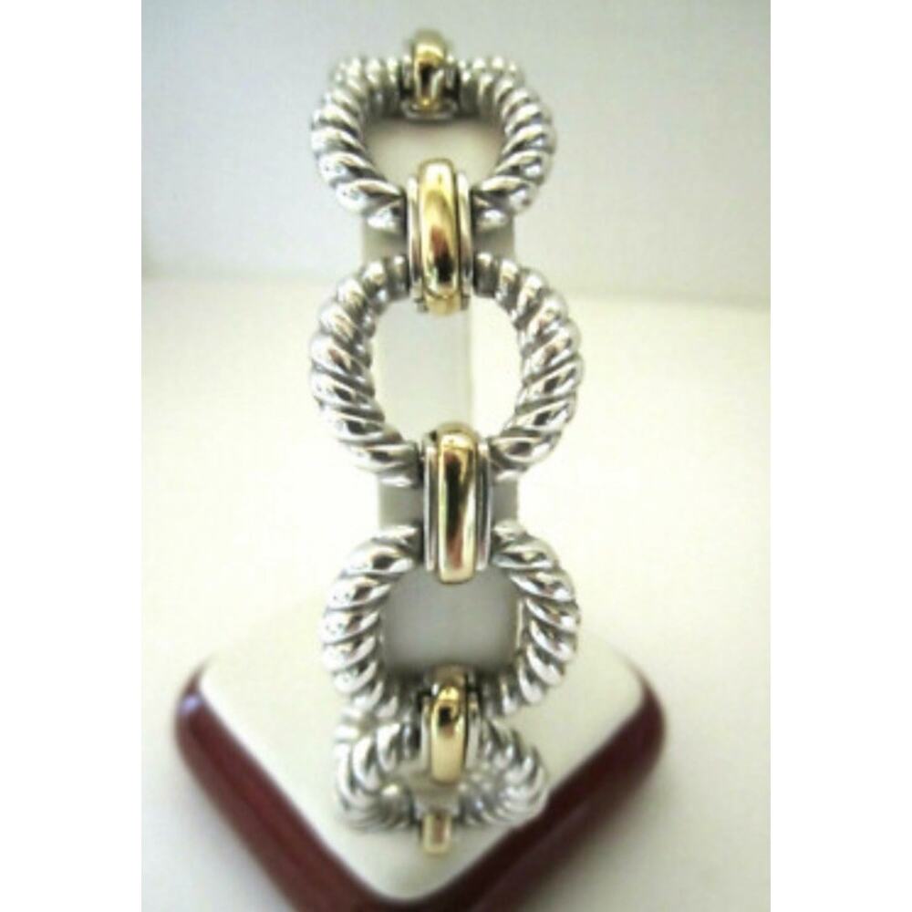 Brighton Twisted Silver and Gold Loop Bracelet